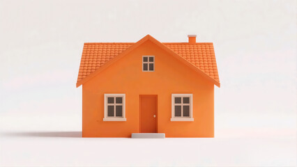 A clean and minimalist image of an orange house set against a plain white background, perfect for illustrating concepts related to home, architecture, or real estate.