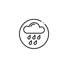 Weather icon showing rain in a circular frame on transparent background