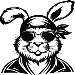 rabbit character wearing sunglasses and bandana shows a cool, confident style