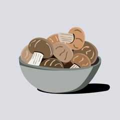 Bowl of Fresh Mushrooms. Perfect for concepts related to healthy eating, vegetarian food, cooking ingredients, organic produce, vegan diet, kitchen design, and natural lifestyle.
