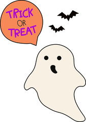 Spooky Ghost with Trick or Treat Bubble