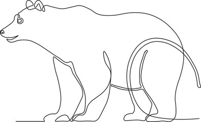Striding Bear – Minimalist Continuous Line Drawing, Front View Wildlife Art