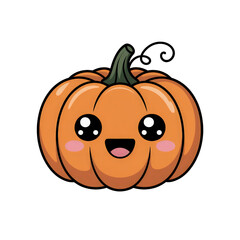Cute cartoon pumpkin smiling on transparent background