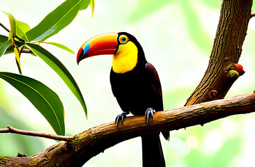 Obraz premium Toucan on a tree branch