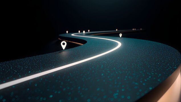 Minimal Dark Navigation Route With White Pin