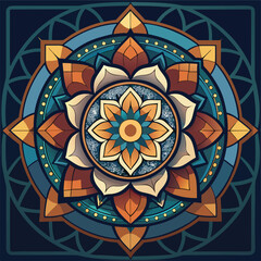 Abstract mandala design in warm tones