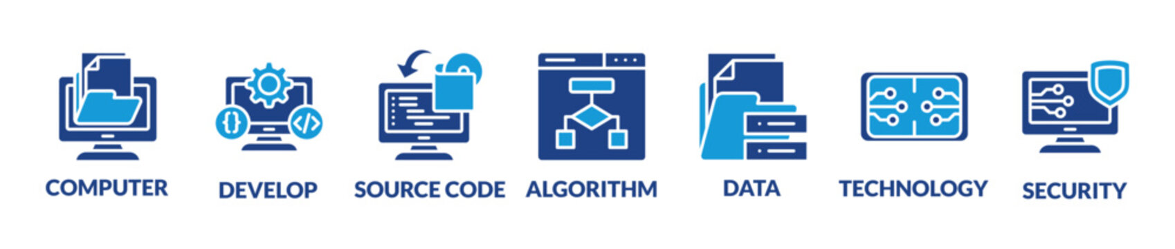 programming and coding background vector illustration with icons and keywords