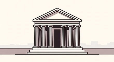 Obraz premium Temple with Columns Icon.