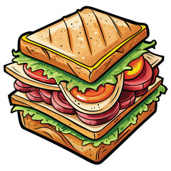 Cartoon sandwich with multiple fillings