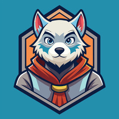 A cartoon wolf character with a red cape in a game mascot design