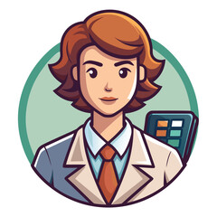 Cartoon female professional holding a payment device