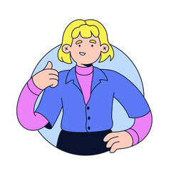 Young woman showing thumbs up