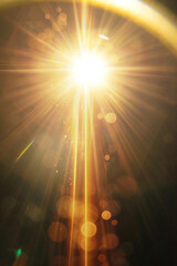 Abstract Natural Sun flare on the black