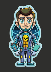 Cartoon male character in futuristic gear