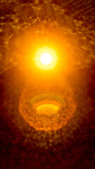 Abstract imitation sun starlight distant galaxy on a black background.