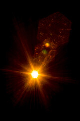 Abstract imitation sun starlight distant galaxy on a black background.