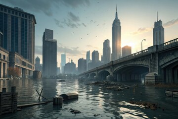 water flood disaster center of the city