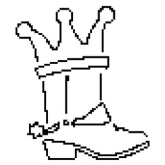 cowboy shoes pixel icon, 8-bit. Isolated vector illustration.
