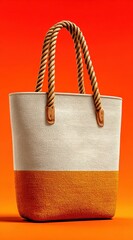 Stylish canvas tote bag with thick rope handles and dual color design, perfect for beach days and everyday errands.