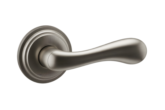 Brushed nickel door handle isolated on transparent background - Powered by Adobe