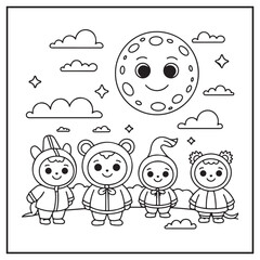 Vintage Halloween Coloring Pages