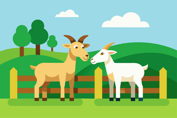 Goats in Green Meadow