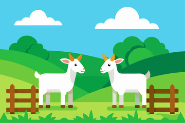 Goats in Green Meadow
