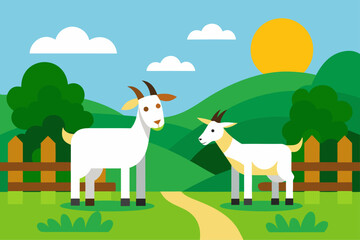 Goats in Green Meadow