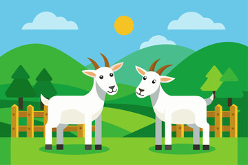 Goats in Green Meadow