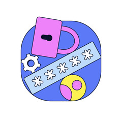 Padlock, gear and user icon for password protection