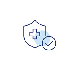 Obraz premium Shield and medical cross. Health insurance and safety. Pixel perfect, editable stroke vector icon
