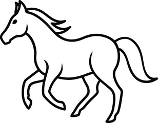 Black horse silhouette vector illustration of running stallion