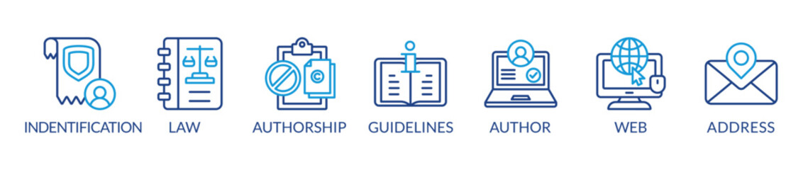 Banner copyright concept vector illustration with icons