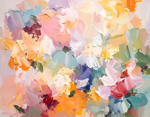 Abstract floral painting with textured brushstrokes