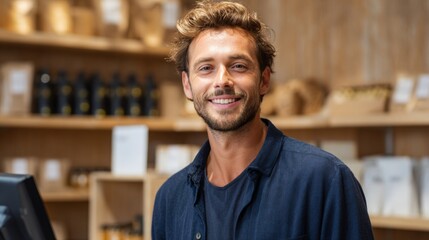 Fototapeta premium Man in beard grooming shop.