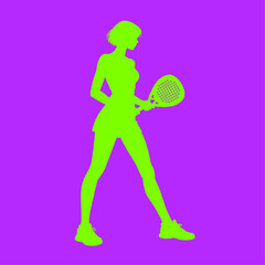 Silhouette of a female padel tennis player. Padel player silhouette. Padel Tennis. Pop Tennis.