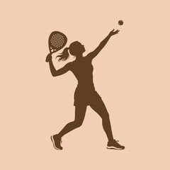 Silhouette of a female padel tennis player. Padel player silhouette. Padel Tennis. Pop Tennis.