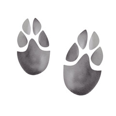 Watercolor animal footprints. Simple paw signs in natural style. Great for adventure and outdoor design.