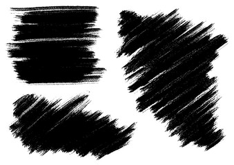 Abstract collection of black brush strokes and hand-drawn textured elements, ideal for adding a raw, authentic, or distressed effect to graphic design projects, backgrounds, and artistic overlays
