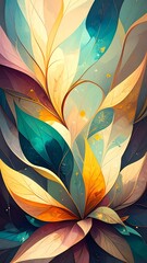 Abstract floral pattern with vibrant colors and flowing lines