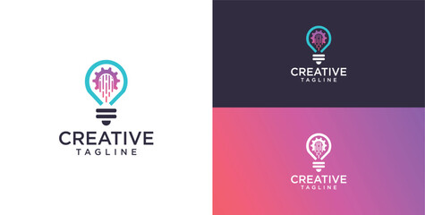 Light bulb technology logo icon design