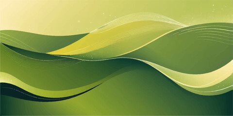 Abstract green wave vector wallpaper with subtle light and curve design for an eco-friendly nature background illustration