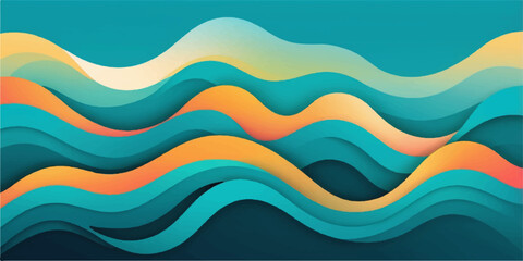 Abstract colorful seamless vector wave pattern with blue ocean water texture and summer beach background illustration