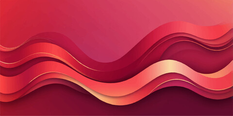 Abstract red wave vector illustration background with curve lines pattern for a modern business banner template