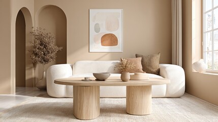 Beige living room interior design