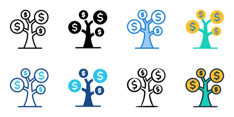 Dollar cost averaging icon set multiple style collection 
