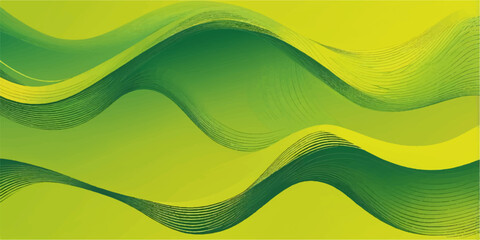 Abstract colorful wave background vector illustration with green and orange curves for banner and web design template