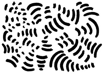 Black Curvature Pattern on White Abstract Brushstroke Design