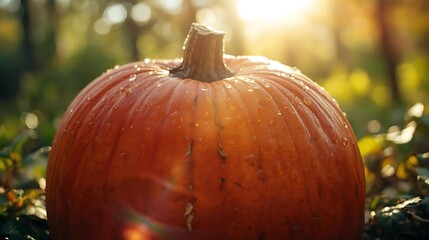 Closeup Pumpkin under the sun shine