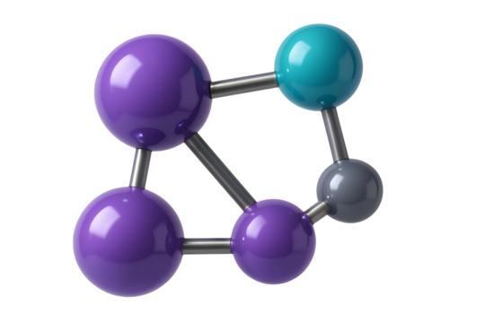 Colorful molecular structure showcases different atoms and bonds in a scientific representation of chemistry concepts